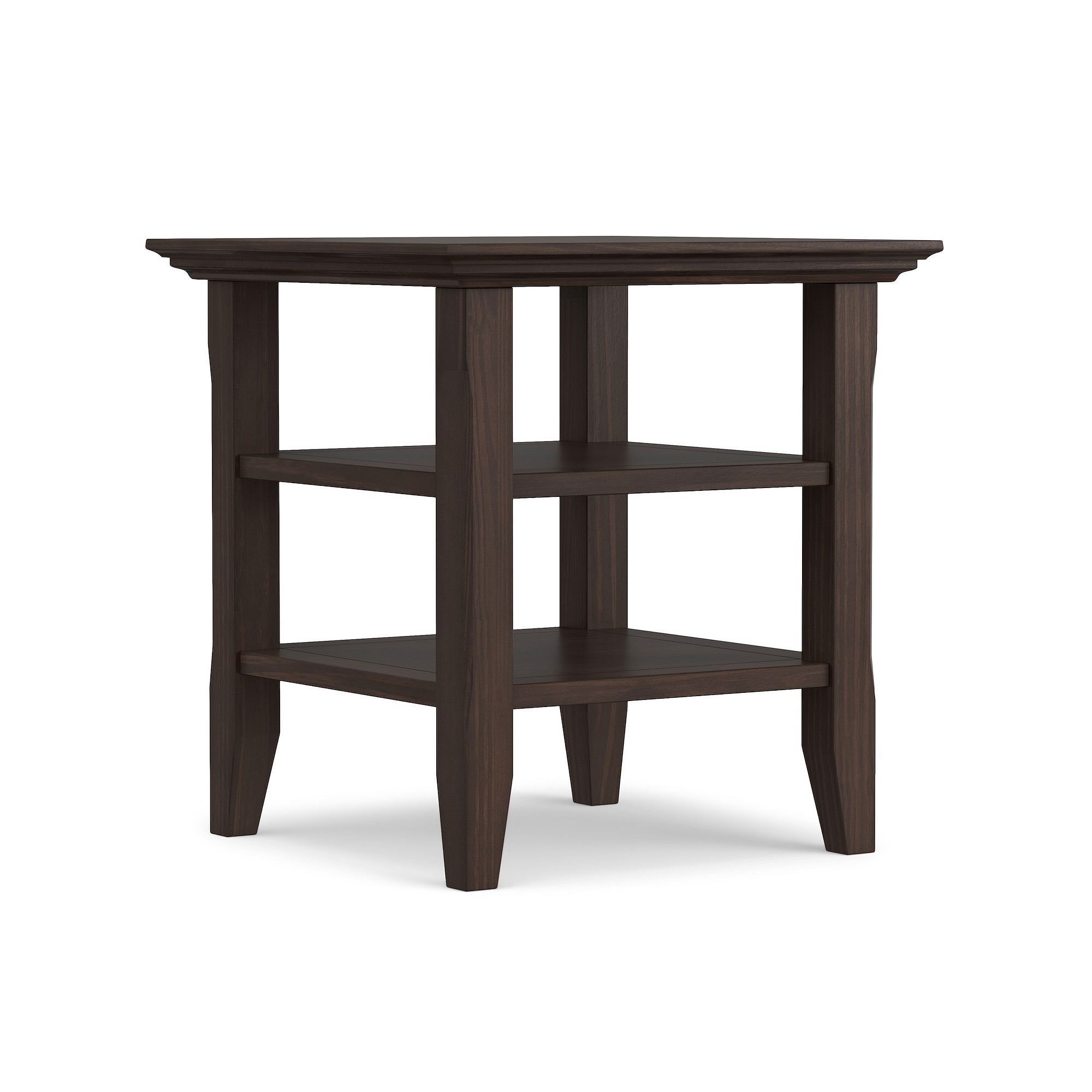 Simpli Home Acadian End Table, Warm Brown Brown