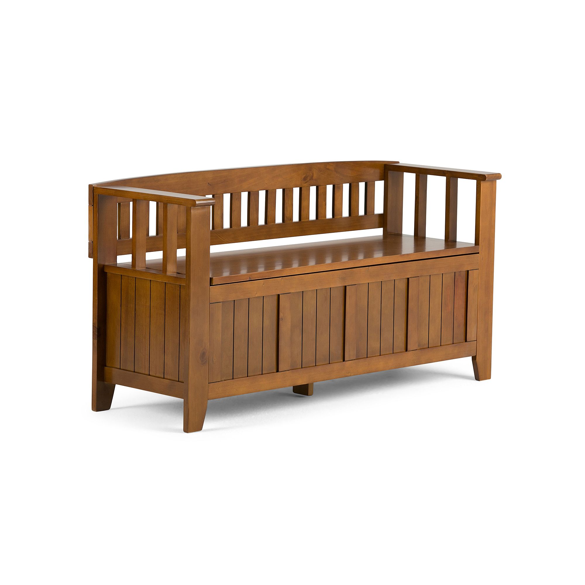 Simpli Home Acadian Entryway Storage Bench, Avalon Light Brown