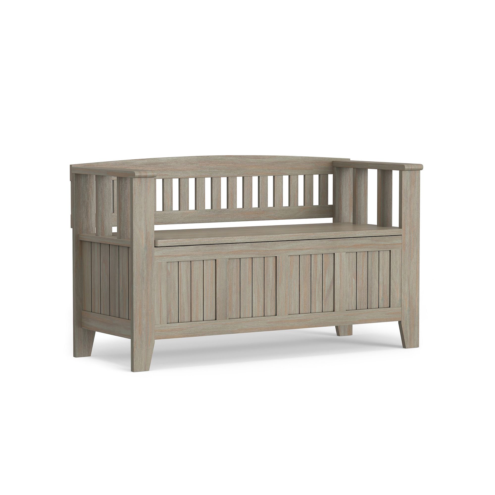Simpli Home Acadian Entryway Storage Bench, Distressed Gray