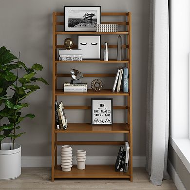 Simpli Home Acadian Ladder 5-Shelf Bookcase