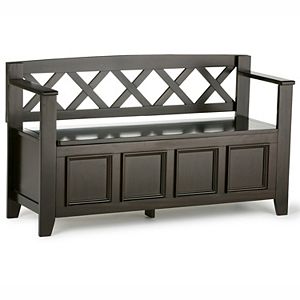 Simpli Home Dakota Basket Entryway Storage Bench