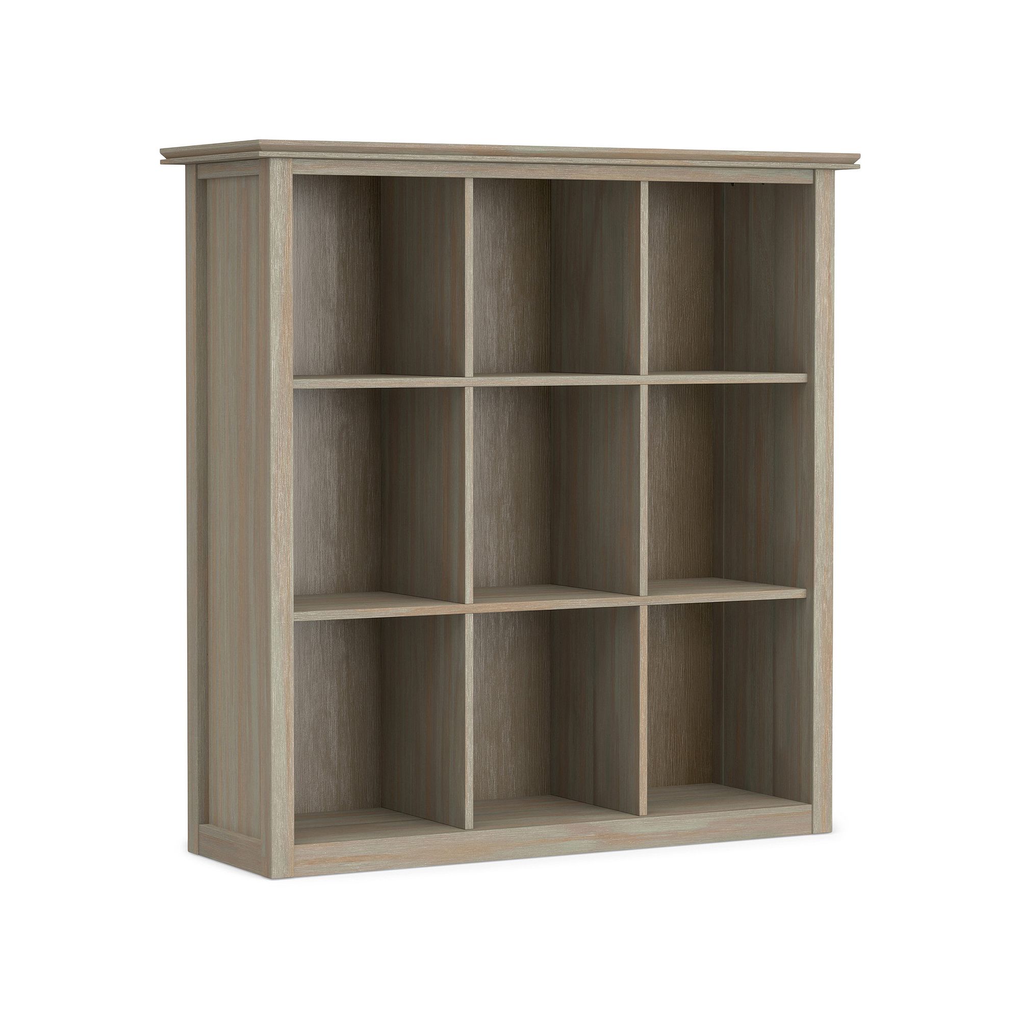 Simpli Home Artisan 9-Cube Bookcase, Distressed Gray