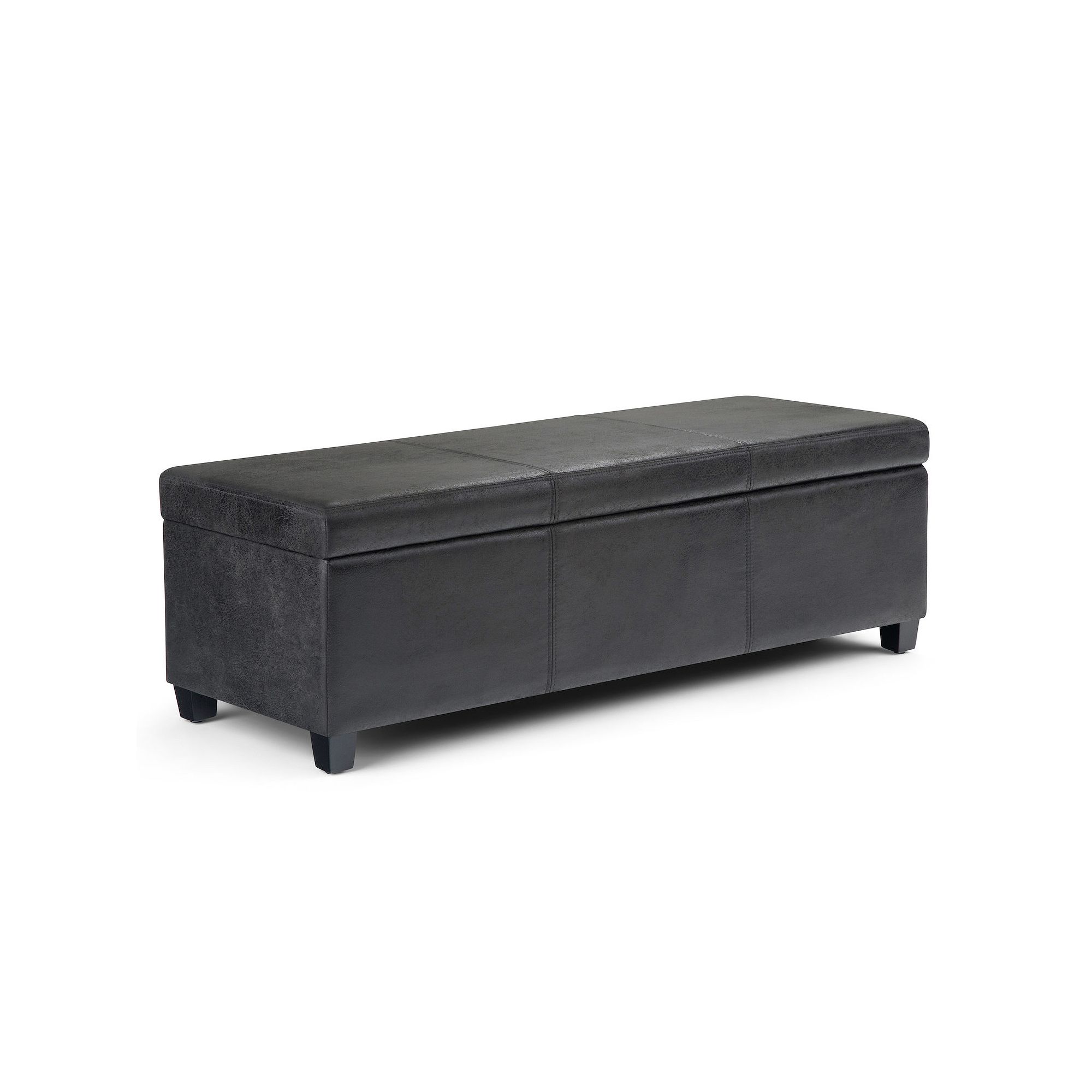 Simpli Home Avalon Storage Ottoman Bench, Distressed Black