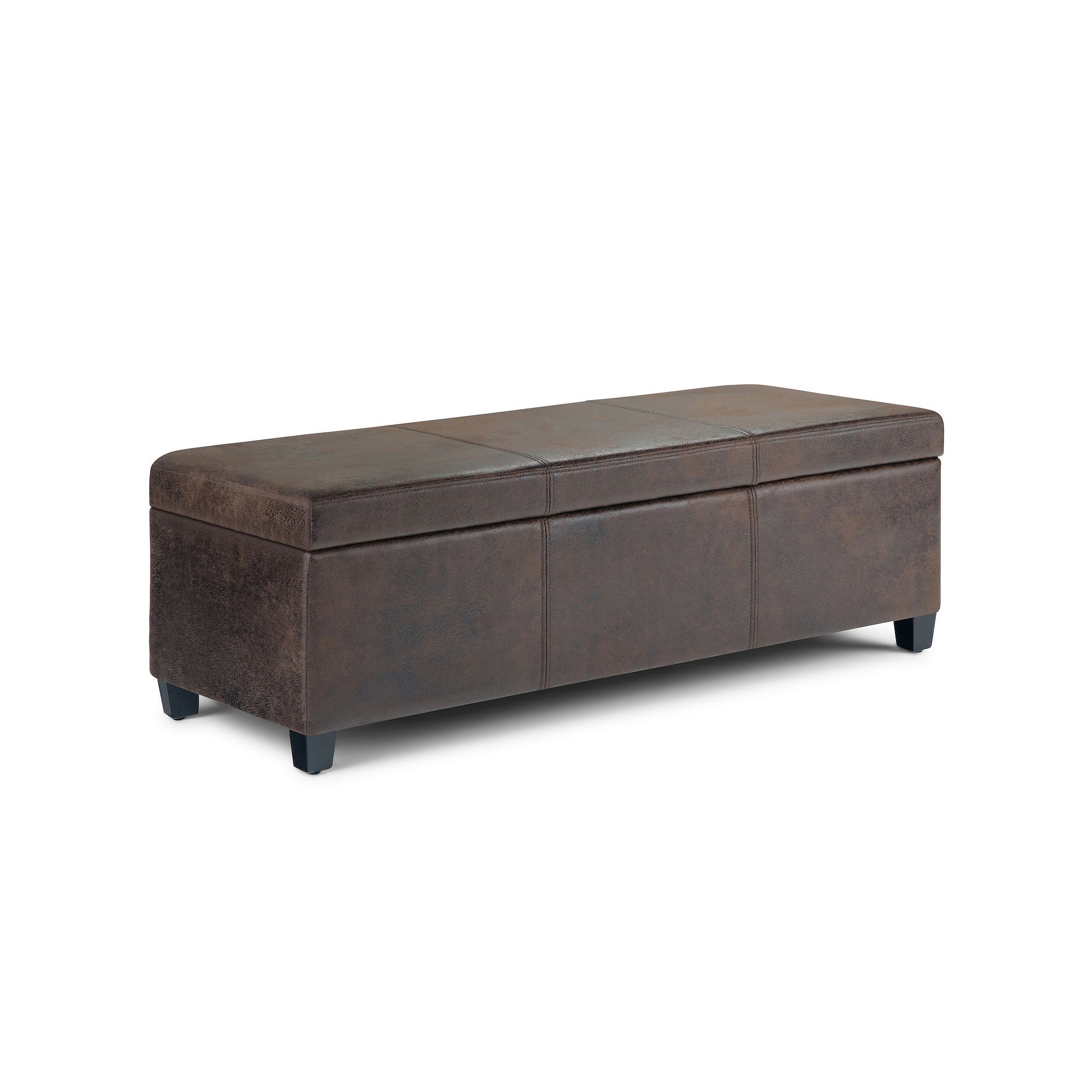 Simpli Home Avalon Storage Ottoman Bench, Distressed Brown