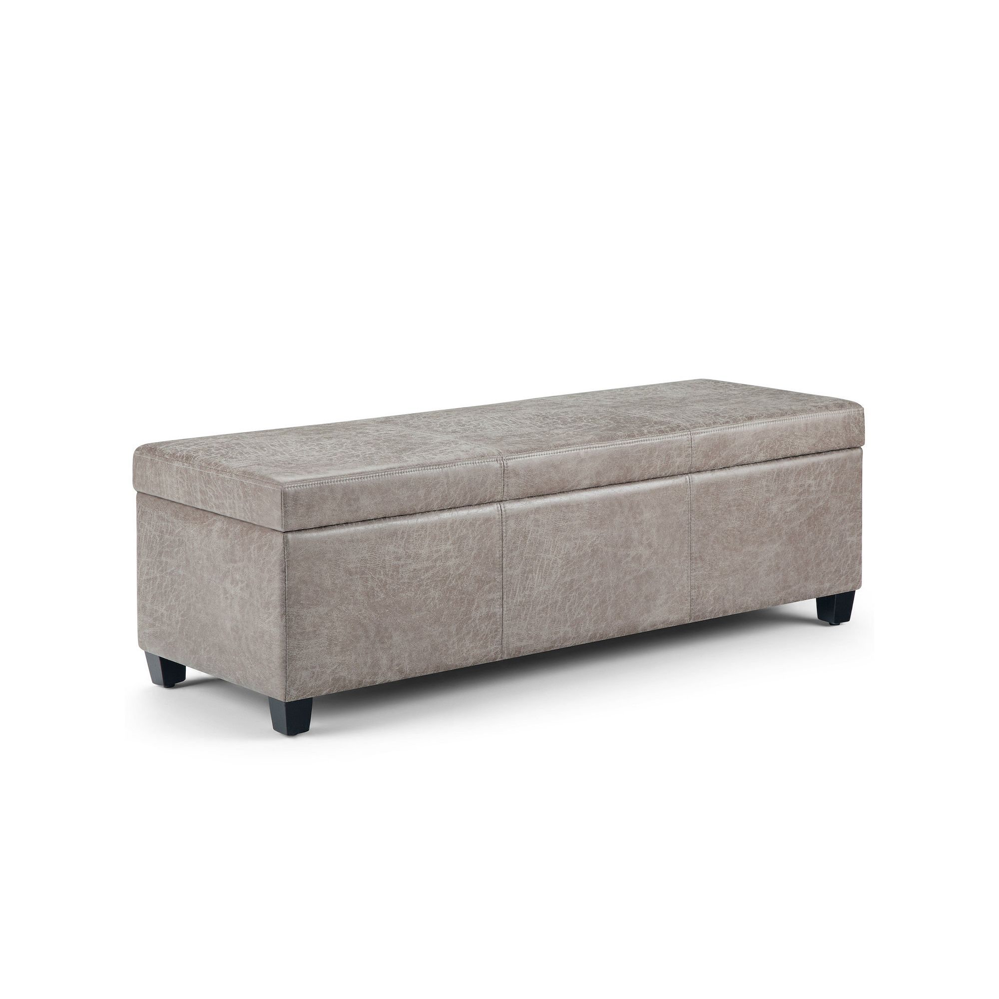 Simpli Home Avalon Storage Ottoman Bench, Distressed Gray
