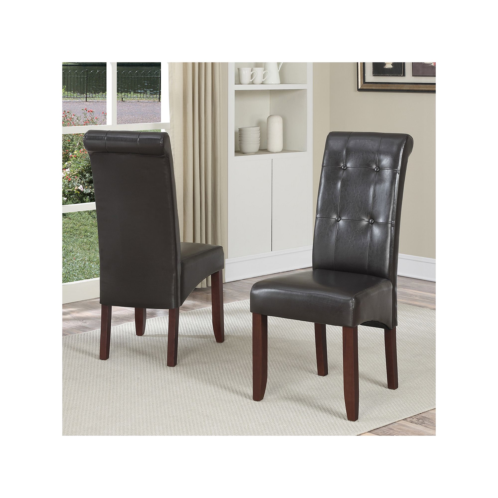 Simpli Home Cosmopolitan 2-pc. Parson Chair Set, Dark Brown