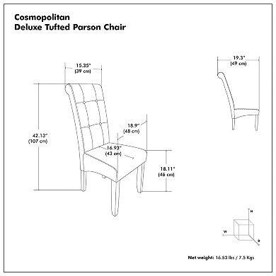 Simpli Home Cosmopolitan 2-pc. Parson Chair Set