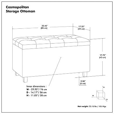 Simpli Home Tufted Storage Ottoman