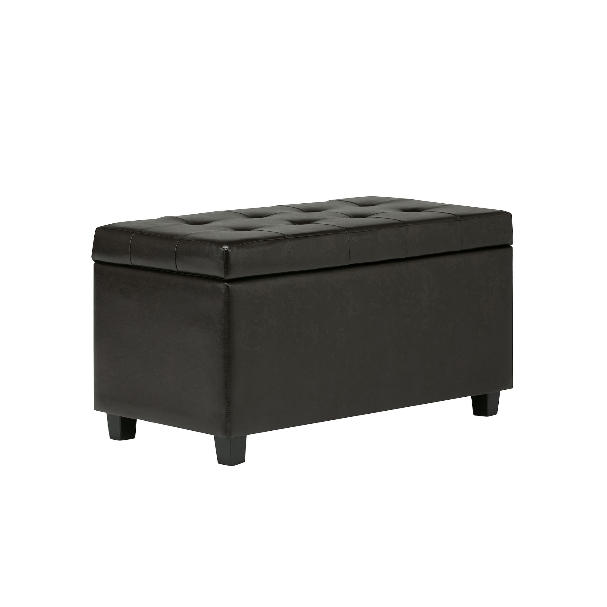 Simpli Home Tufted Storage Ottoman, Dark Brown