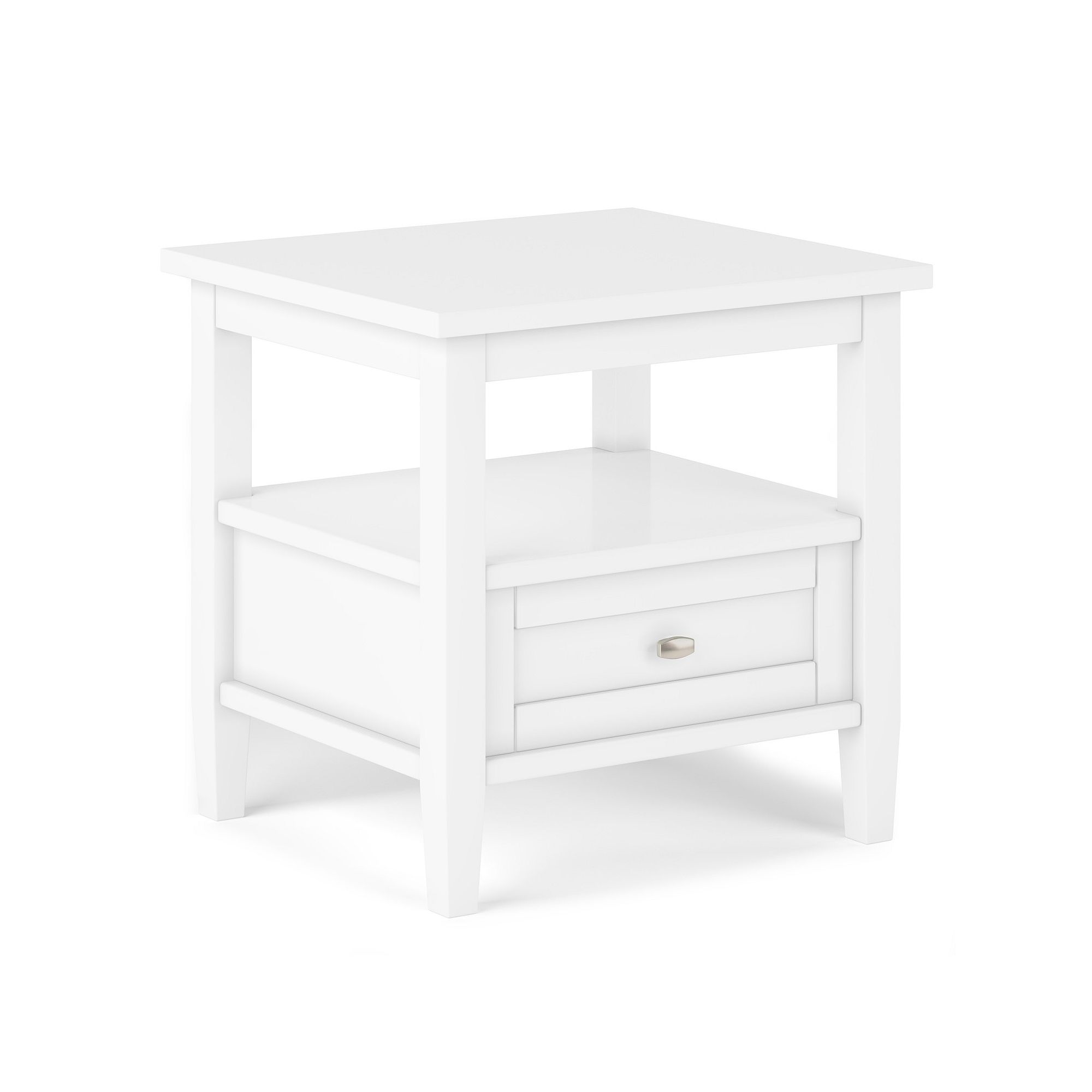 Simpli Home Shaker Rustic End Table, White