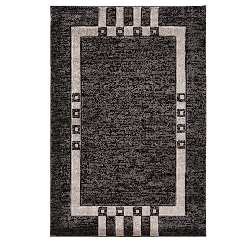 Linon Milan Gray Geometric Rug, Black, 8X10 Ft