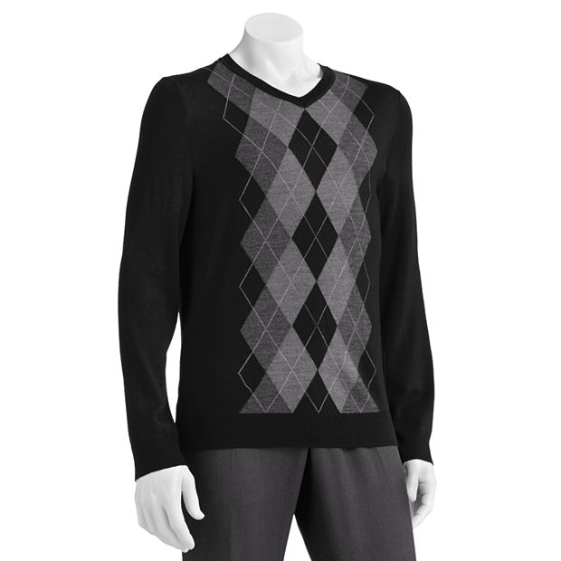 Apt. 9® Merino Argyle V-Neck Sweater - Men