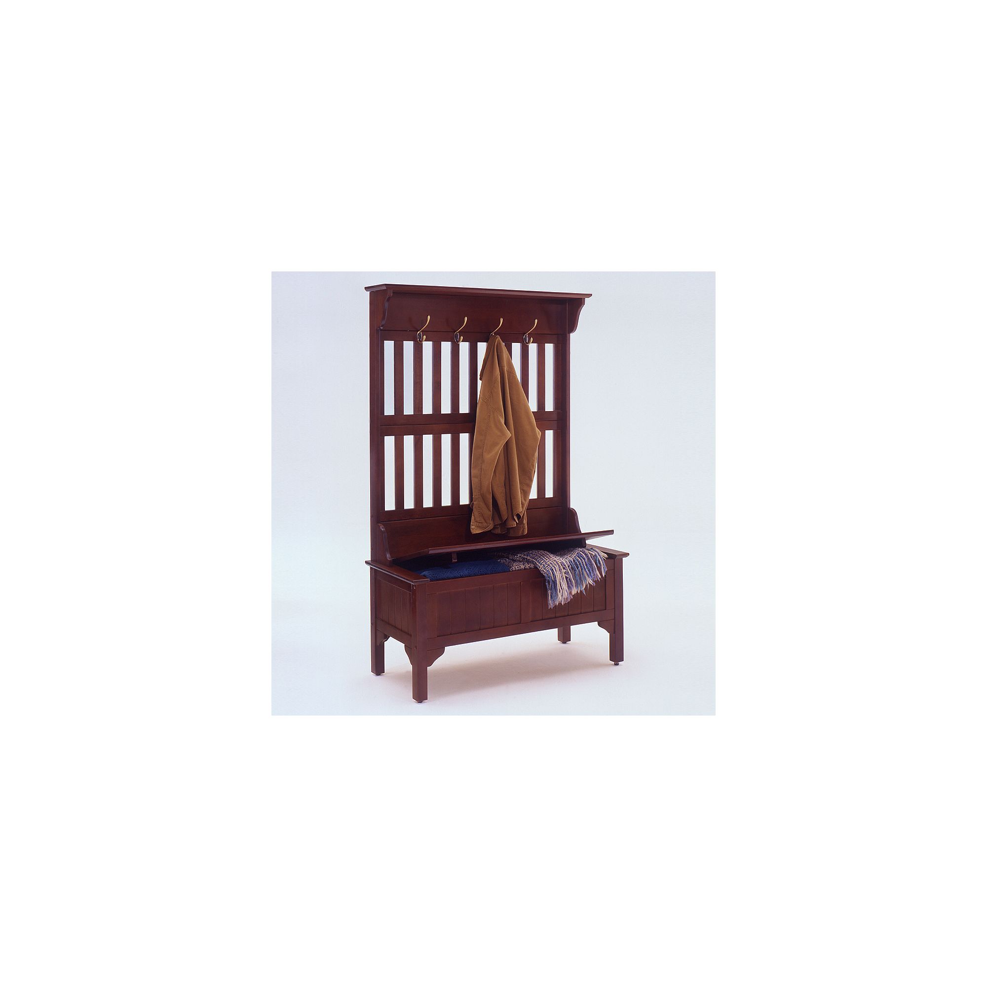 Hall Tree with Storage Bench, Red