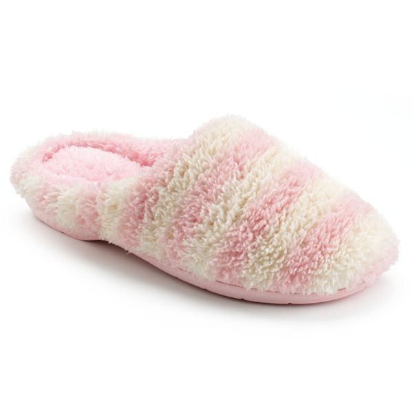 Dearfoams Striped Plush Clog Slippers