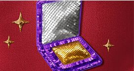 Image of a purple sequinned concealer container