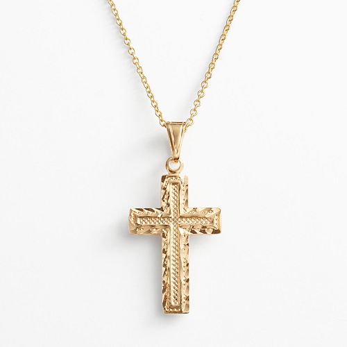 14k Gold Over Silver Plate Cross Pendant