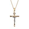 14k Gold Over Silver Plate and Silver Plate Crucifix Pendant