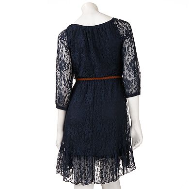 Juniors' HeartSoul Lace Hi-Low Peasant Dress
