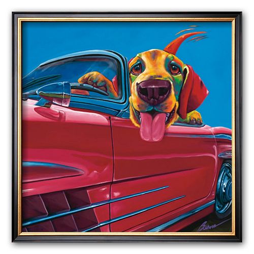 Art.com Dog About Town Framed Art Print by Ron Burns