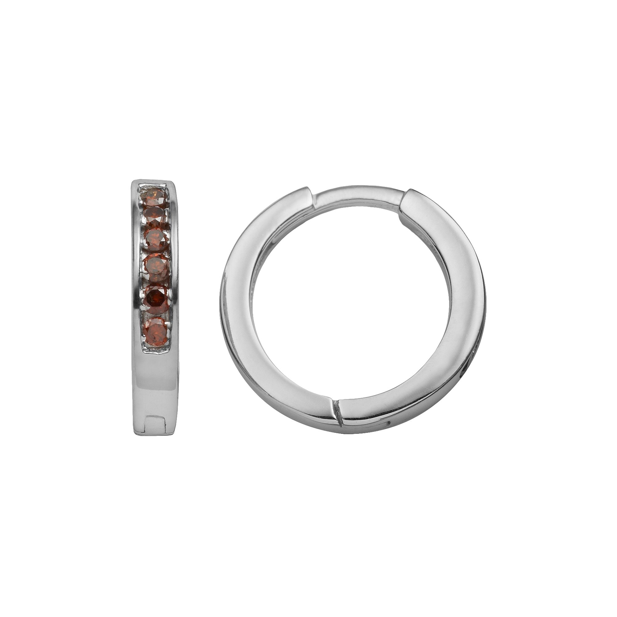 Jewelexcess Sterling Silver 1/4-ct. T.W. Red Diamond Hoop Earrings, Womens