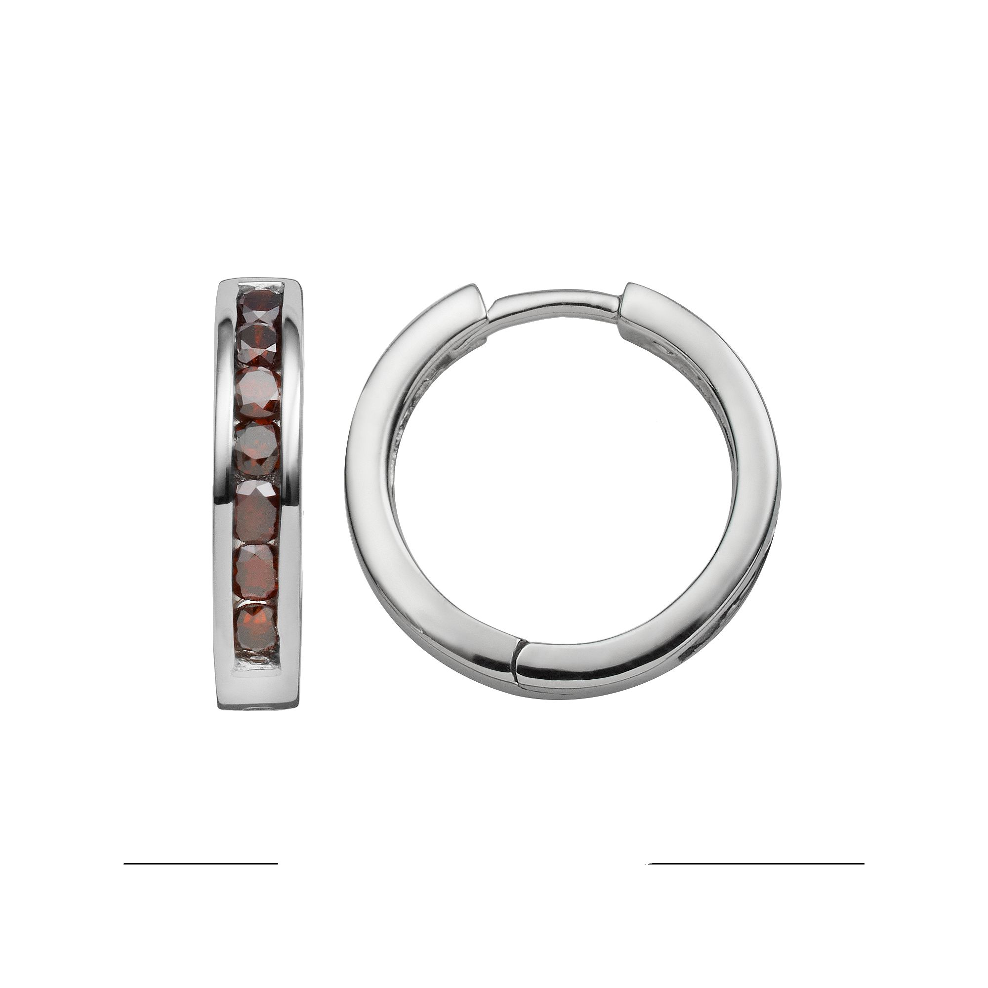 Jewelexcess Sterling Silver 1-ct. T.W. Red Diamond Hoop Earrings, Womens