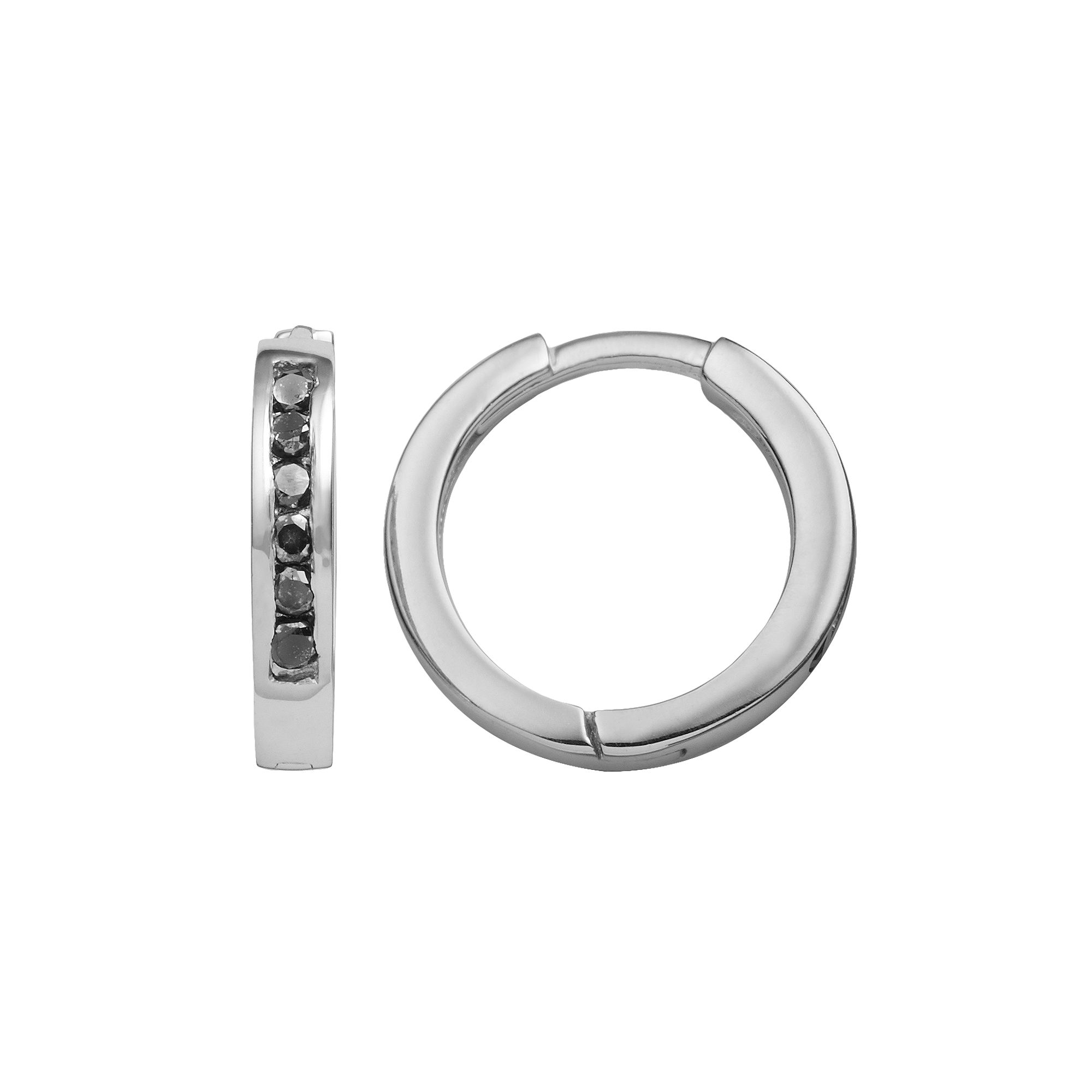 Jewelexcess Sterling Silver 1/4-ct. T.W. Black Diamond Hoop Earrings, Women