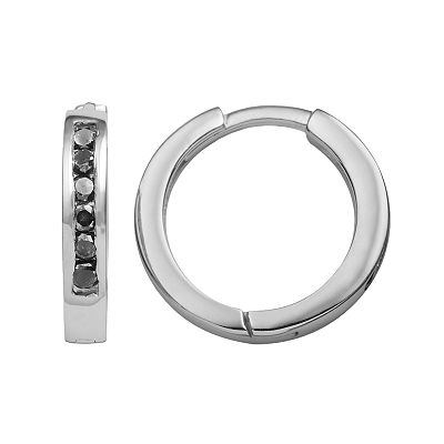 Jewelexcess Sterling Silver 1 4 ct. T.W. Black Diamond Hoop Earrings