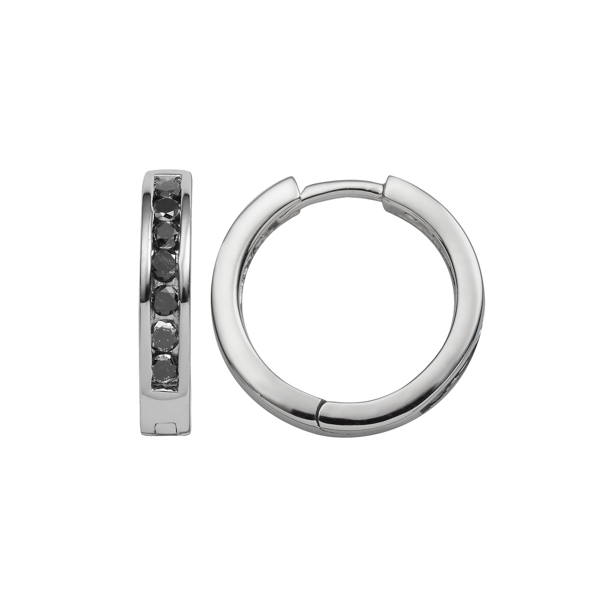 Jewelexcess Sterling Silver 1/2-ct. T.W. Black Diamond Hoop Earrings, Women