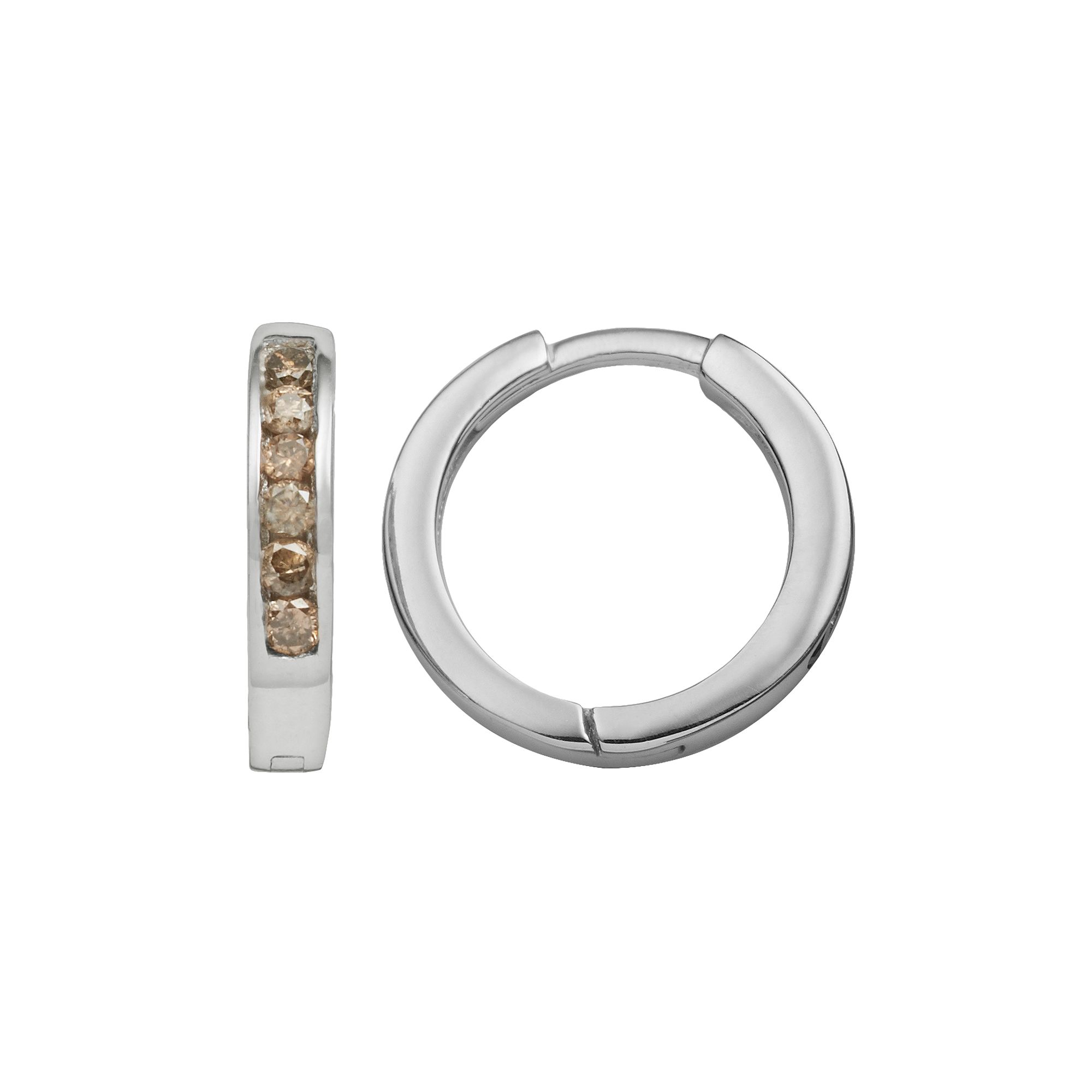 Jewelexcess Sterling Silver 1/4-ct. T.W. Champagne Diamond Hoop Earrings, W