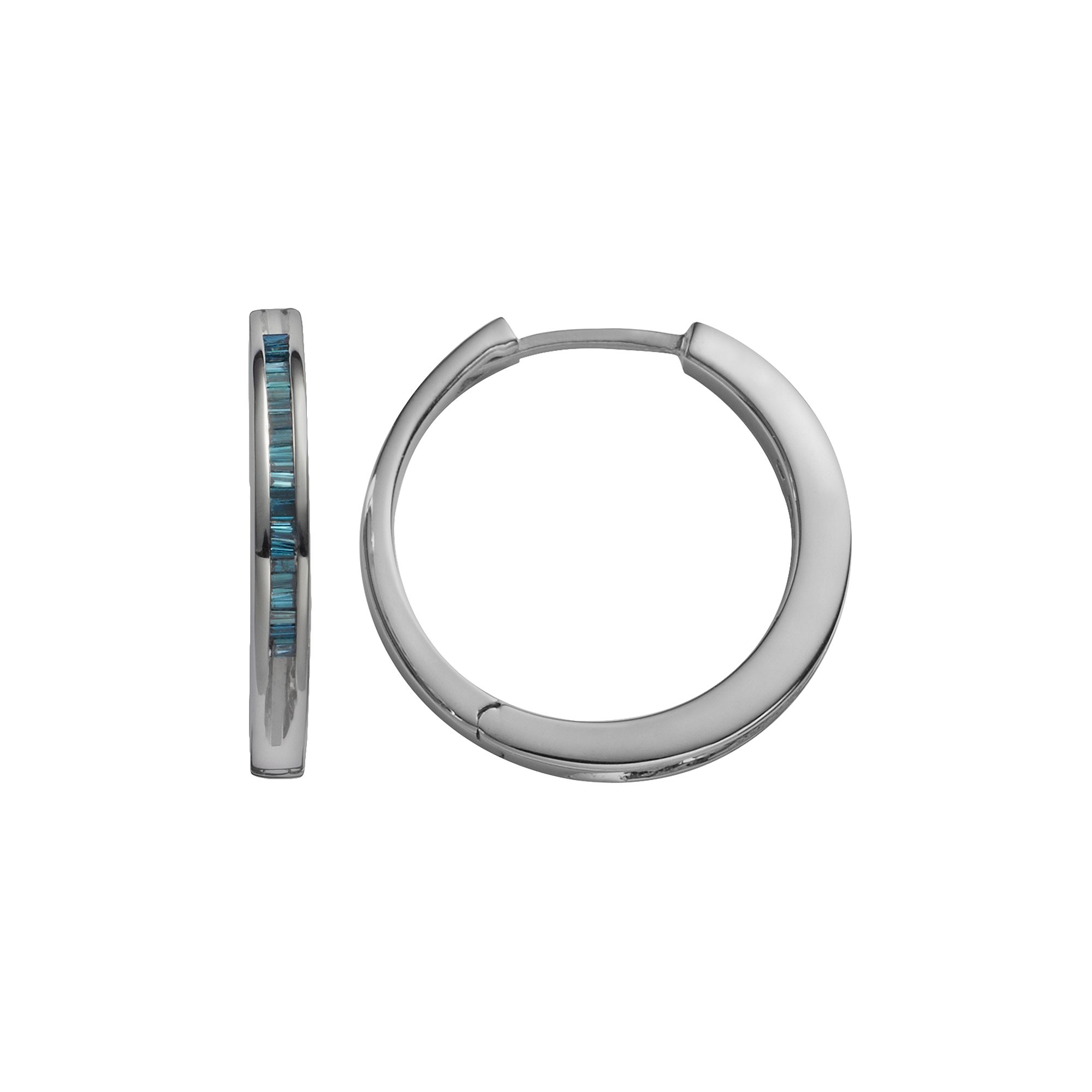 Jewelexcess Sterling Silver 1/4-ct. T.W. Blue Diamond Hoop Earrings, Women