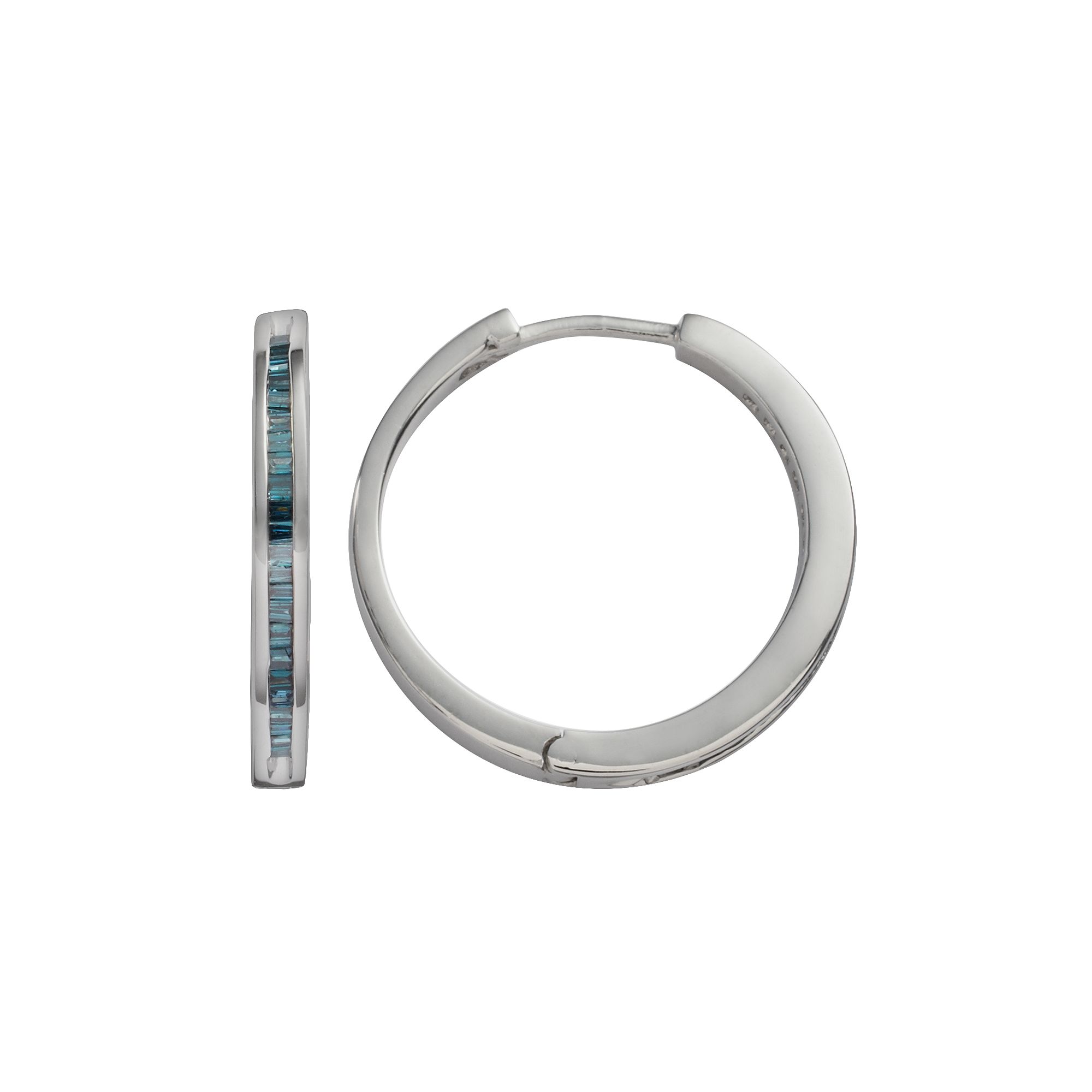 Jewelexcess Sterling Silver 1/2-ct. T.W. Blue Diamond Hoop Earrings, Women