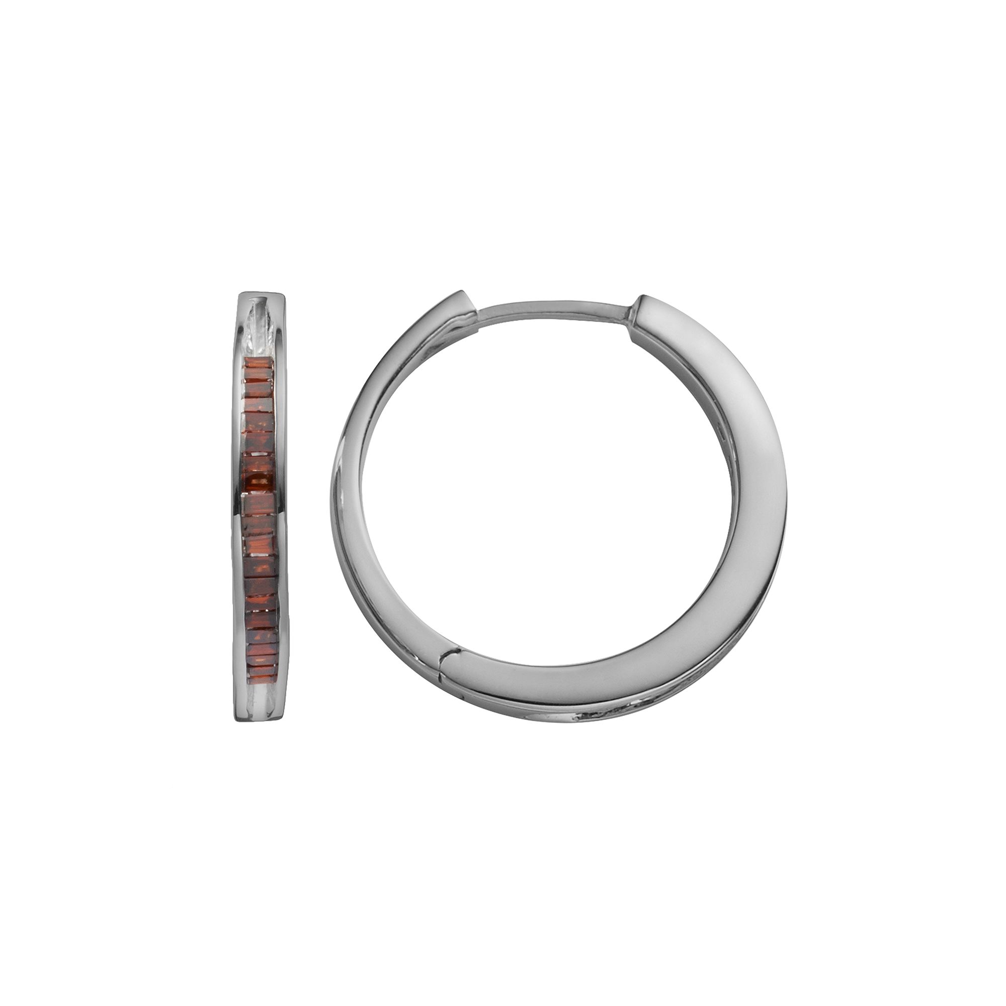 Jewelexcess Sterling Silver 1/4-ct. T.W. Red Diamond Hoop Earrings, Womens