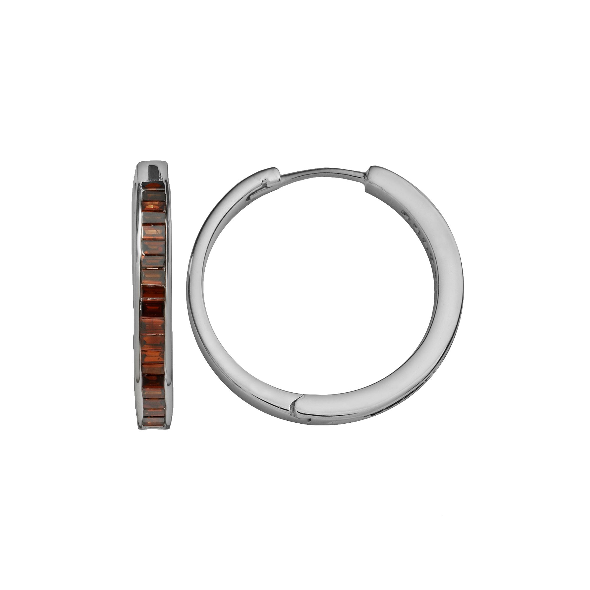 Jewelexcess Sterling Silver 1-ct. T.W. Red Diamond Hoop Earrings, Womens