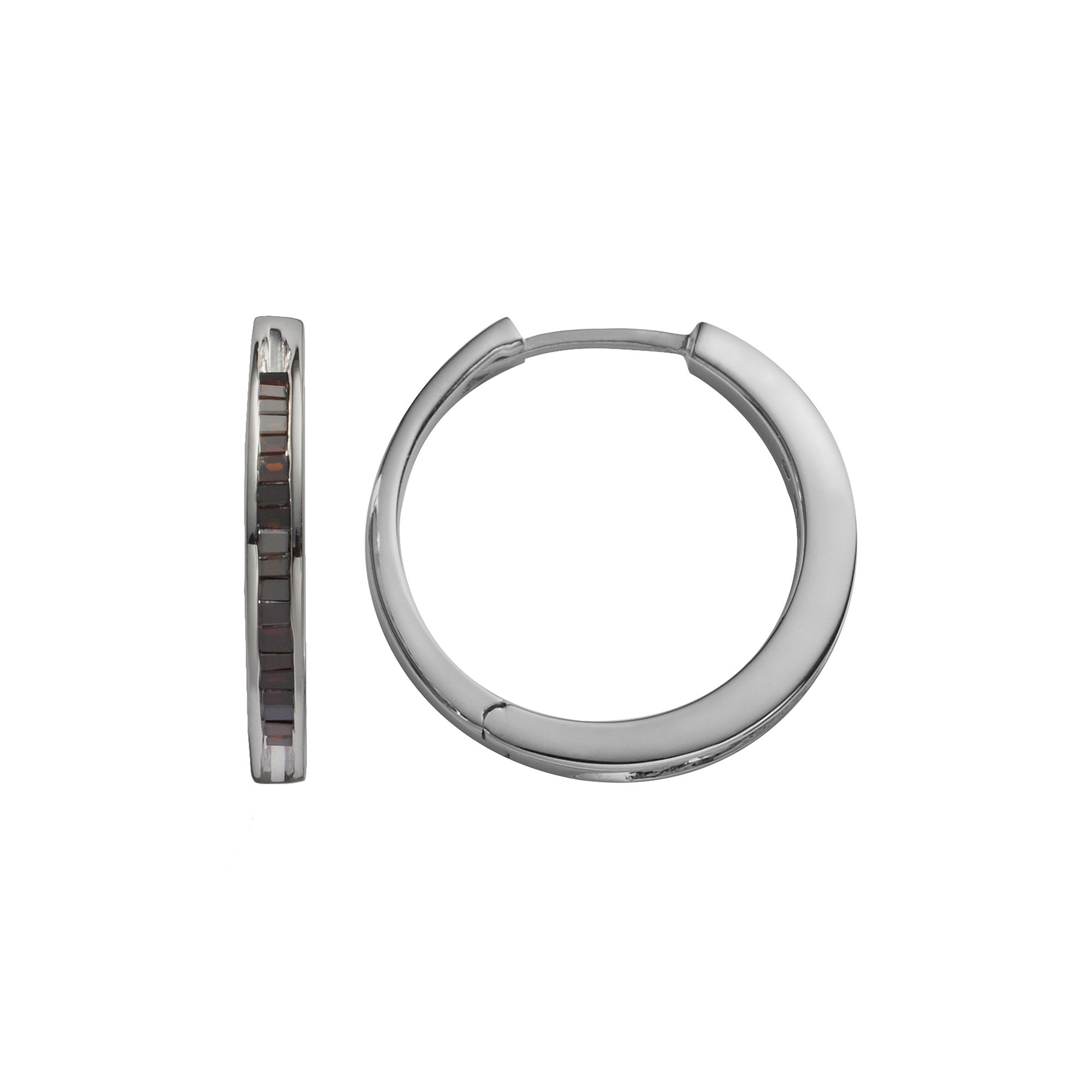Jewelexcess Sterling Silver 1/4-ct. T.W. Black Diamond Hoop Earrings, Women