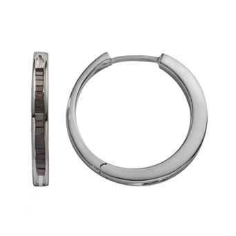 Jewelexcess Sterling Silver 1/4 ct T.W. Black Diamond Hoop Earrings