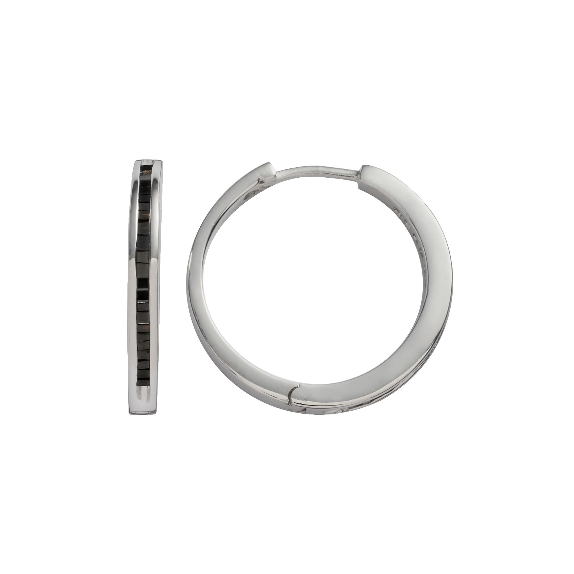 Jewelexcess Sterling Silver 1/2-ct. T.W. Black Diamond Hoop Earrings, Women