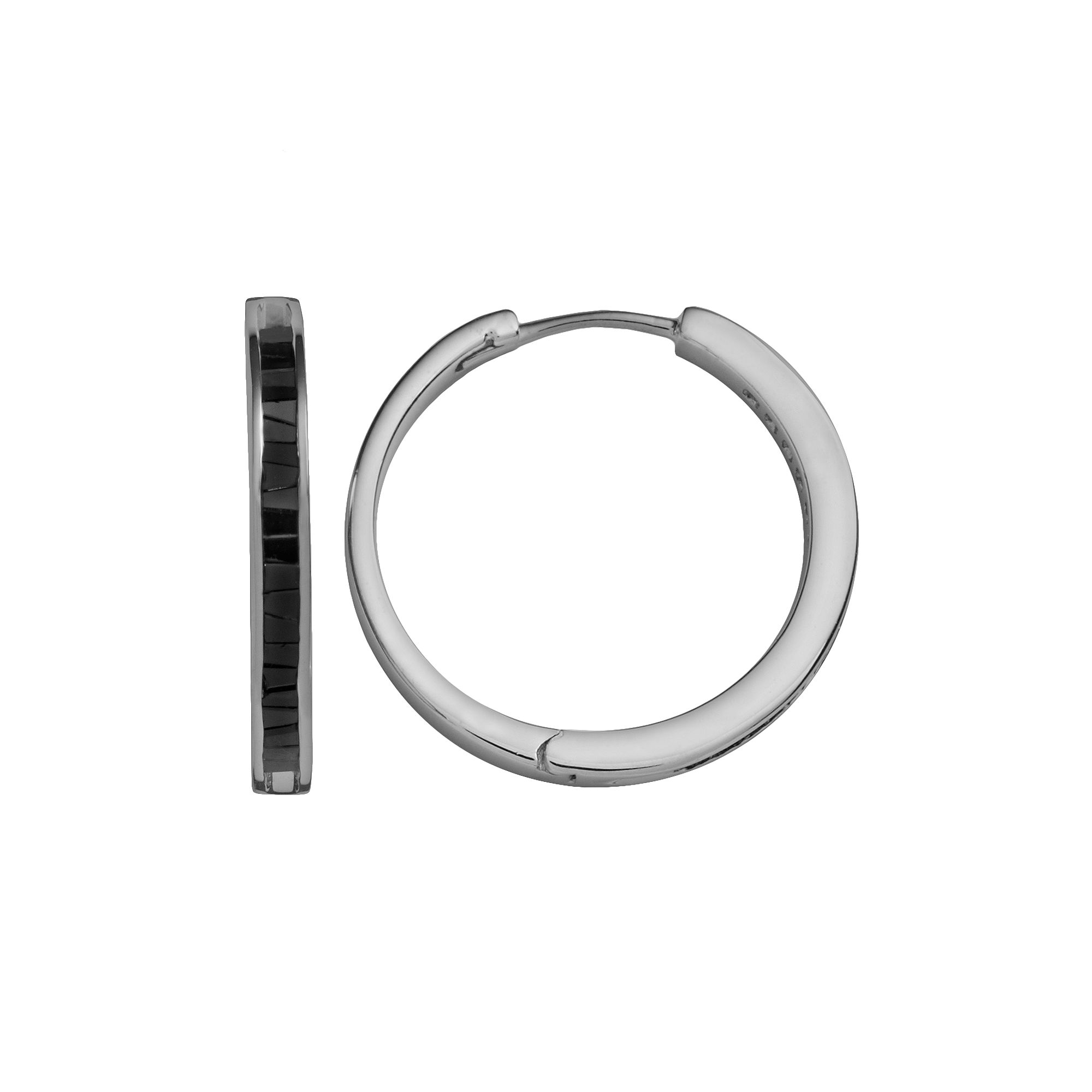 Jewelexcess Sterling Silver 1-ct. T.W. Black Diamond Hoop Earrings, Womens