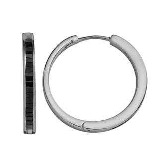 Jewelexcess Sterling Silver 1 ct T.W. Black Diamond Hoop Earrings