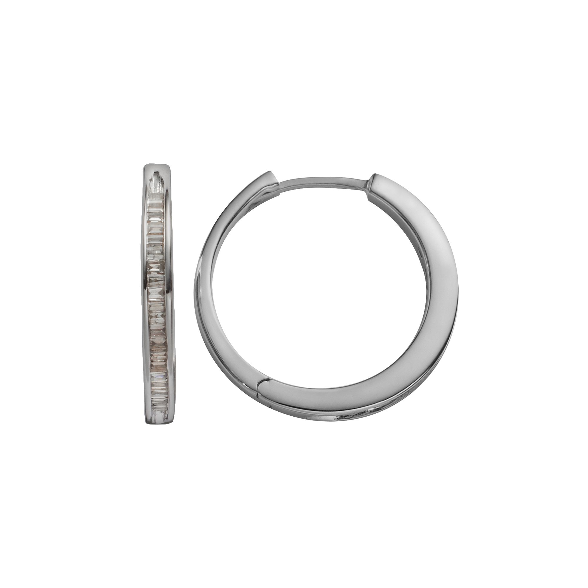 Jewelexcess Sterling Silver 1/4-ct. T.W. Champagne Diamond Hoop Earrings, W