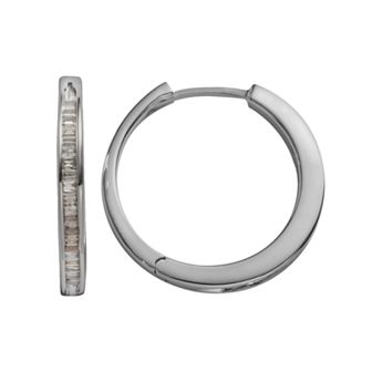 Jewelexcess Sterling Silver 1/4 ct T.W. Champagne Diamond Hoop Earrings