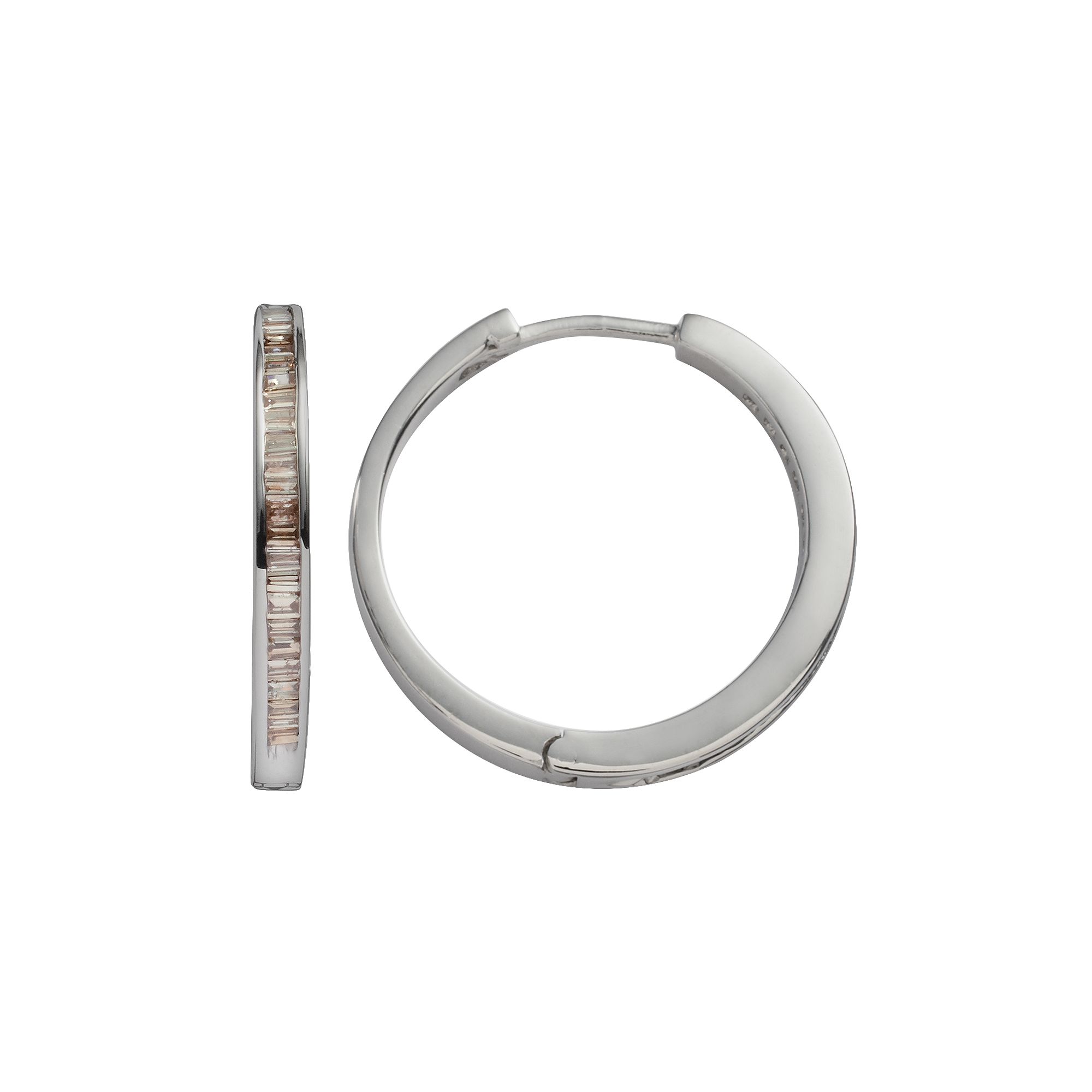 Jewelexcess Sterling Silver 1/2-ct. T.W. Champagne Diamond Hoop Earrings, W