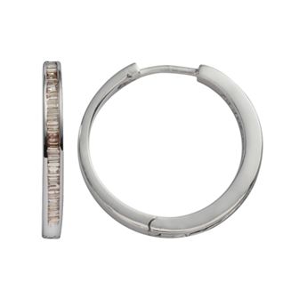 Jewelexcess Sterling Silver 1/2 ct T.W. Champagne Diamond Hoop Earrings