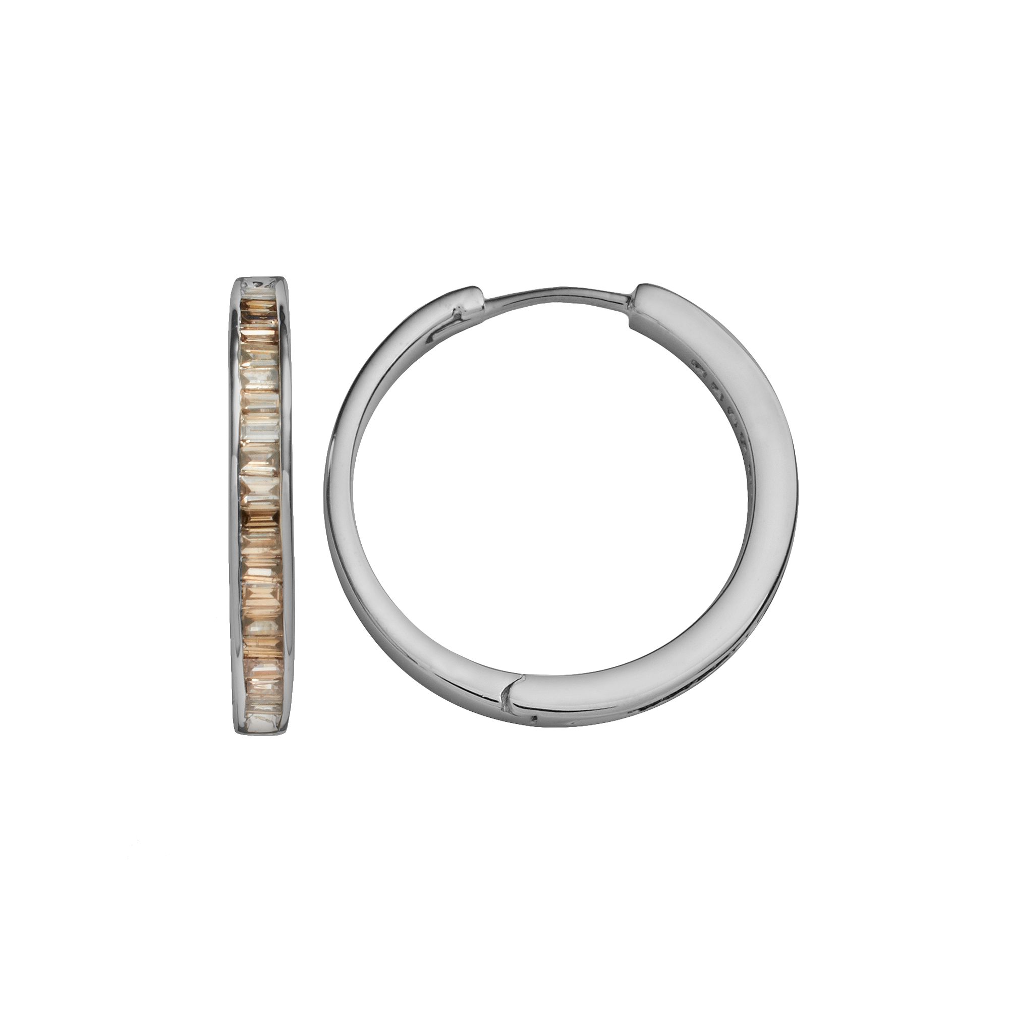 Jewelexcess Sterling Silver 1-ct. T.W. Champagne Diamond Hoop Earrings, Wom