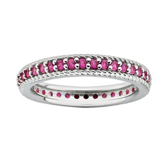 Stacks & Stones Sterling Silver Lab-Created Ruby Eternity Stack Ring