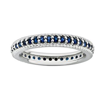 Stacks & Stones Sterling Silver Lab-Created Sapphire Eternity Stack Ring