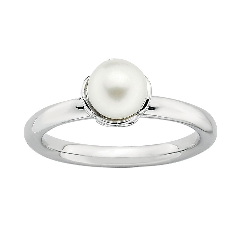 STERLING PEARL GEMSTONE STACK main image 1