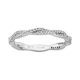 Stacks & Stones Sterling Silver 1/4 ct T.W. Diamond Twist Stack Ring