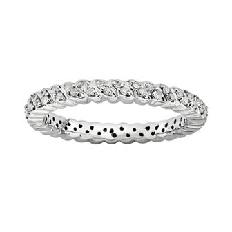 Stacks & Stones Sterling Silver 1/6 ct T.W. Diamond Stack Ring