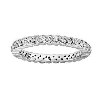 Stacks & Stones Sterling Silver 1/6 ct T.W. Diamond Stack Ring
