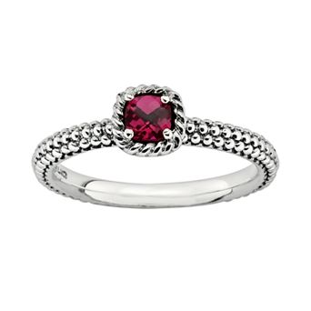 Stacks & Stones Sterling Silver Lab-Created Ruby Stack Ring